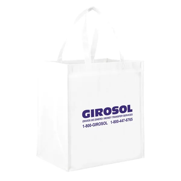 13" x 10" x 15" glossy laminated non-woven polypropylene grocery tote... from ASI 35290 American Ad Bag Co