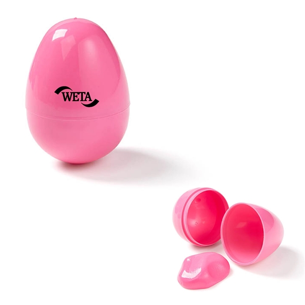 1 5/8" x 2 1/4" plastic egg-shaped container with crazy putty... from ASI 63549 Jornik Manufacturing Corp / Jornik