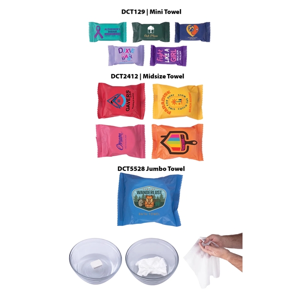 55" x 28" compressed towel.... from ASI 35290 American Ad Bag Co