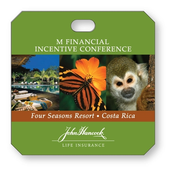 Custom shaped plastic luggage tag with full color imprint... from ASI 87400 ArtechPro