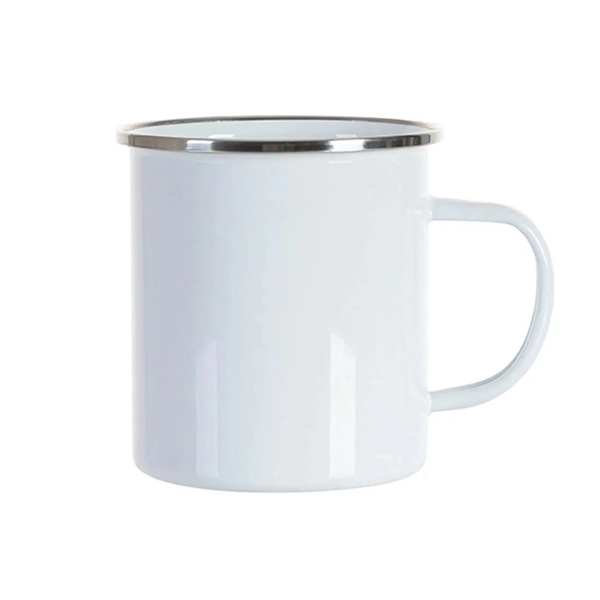 White Mug Silver Rim Enamel Cup 17 Ounce... from ASI 76797 Pelican Graphics