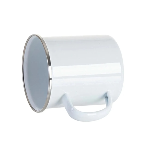 White Mug Silver Rim Enamel Cup 17 Ounce... from ASI 76797 Pelican Graphics