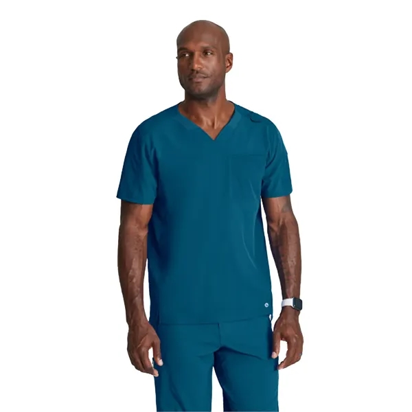 Barco One Men's 2 Pocket Ribbed V-neck Top... from ASI 86018 Scrub Authority / Uniform Stores
