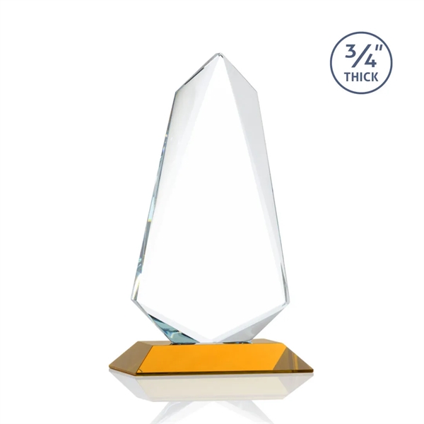 An exquisite 0.75" thick Starfire Crystal award on an Amber base.... from ASI 84592 St Regis Group / St Regis