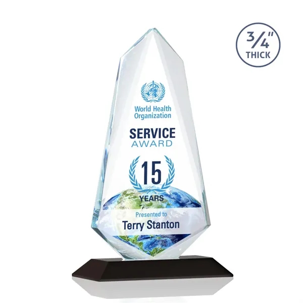 An exquisite 0.75" thick Starfire Crystal award on a Black base.... from ASI 84592 St Regis Group / St Regis