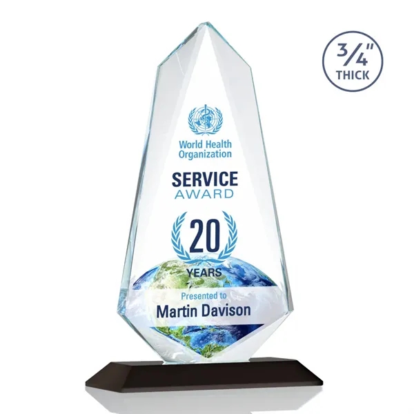 An exquisite 0.75" thick Starfire Crystal award on a Black base.... from ASI 84592 St Regis Group / St Regis