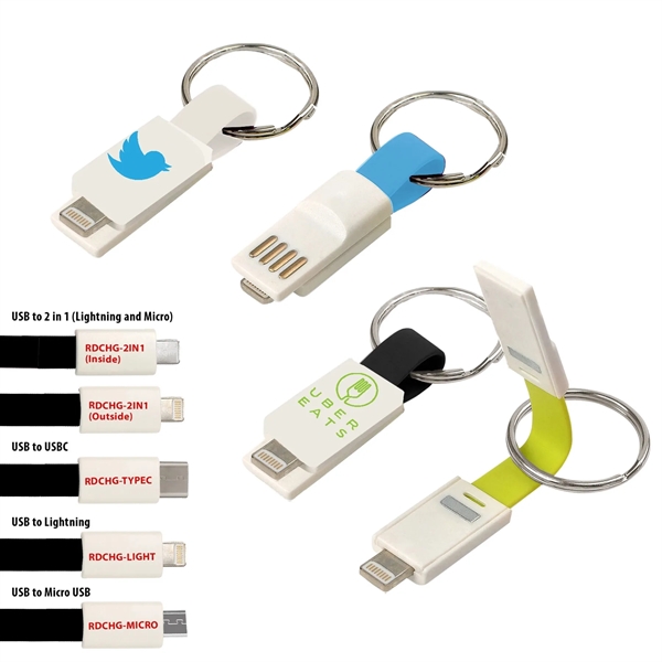 Portable lightweight charging cable and key ring; available in four different... from ASI 90859 Tempo Industries Inc