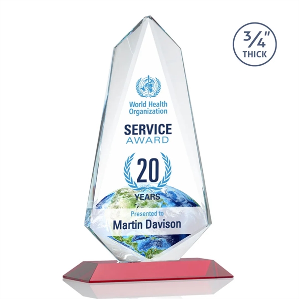 An exquisite 0.75" thick Starfire Crystal award on a Red base.... from ASI 84592 St Regis Group / St Regis