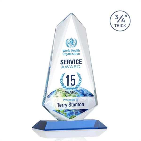 An exquisite 0.75" thick Starfire Crystal award on a Sky Blue... from ASI 84592 St Regis Group / St Regis