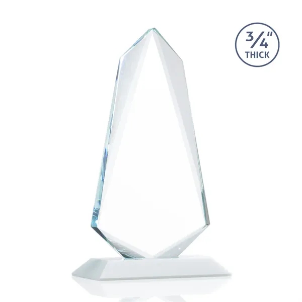 An exquisite 0.75" thick Starfire Crystal award on a White base.... from ASI 84592 St Regis Group / St Regis