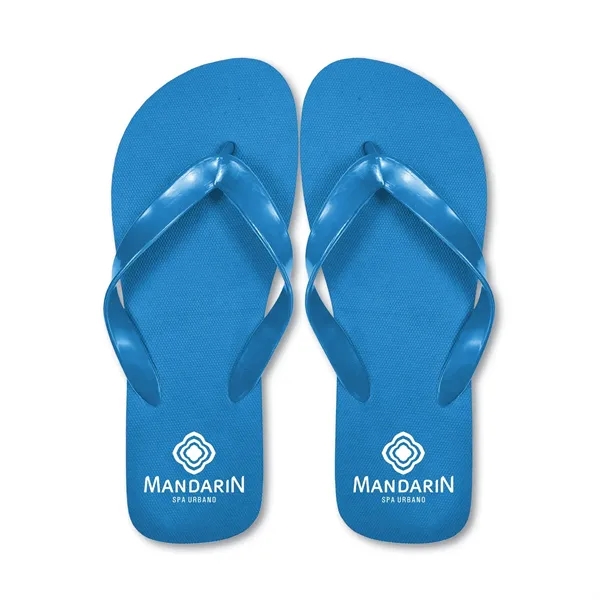 Flip flops with comfortable PE soles and matching color vinyl straps;... from ASI 90859 Tempo Industries Inc