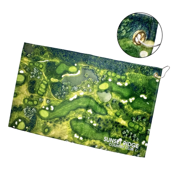 15" x 25" Full Color Sublimated Scrubber Golf Towel. Soft microfiber... from ASI 92980 WOV-IN® / Universal Strap/Wov-In Line