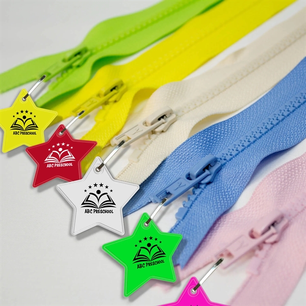 Star shaped zipper pull that measures 1.84"H x 1.93"W with reflective... from ASI 54040 Fey Promo / Reflectix® Mi Line by Fey