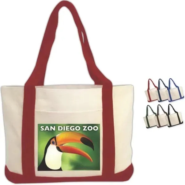 Tote bag made of cotton canvas with brightly colored handles and... from ASI 90859 Tempo Industries Inc / Tempo Tempoline