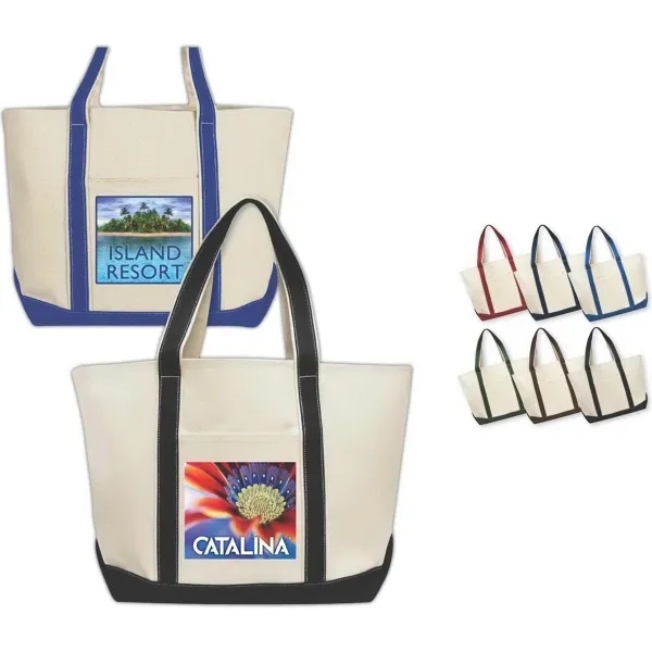 Tote bag made of cotton canvas with bright colored 26" handles.... from ASI 90859 Tempo Industries Inc