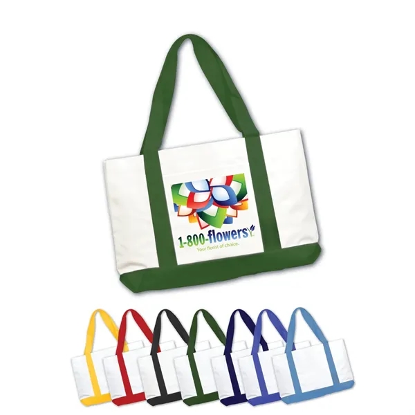 Tote bag made of denier polyester with brightly colored handles and... from ASI 90859 Tempo Industries Inc / Tempo Tempoline