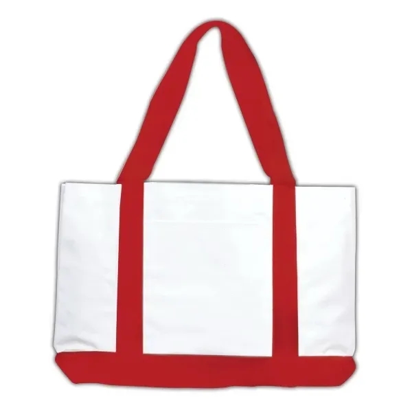 Tote bag made of denier polyester with brightly colored handles and... from ASI 90859 Tempo Industries Inc / Tempo Tempoline