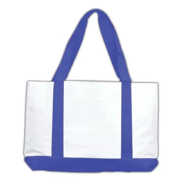 Tote bag made of denier polyester with brightly colored handles and... from ASI 90859 Tempo Industries Inc / Tempo Tempoline