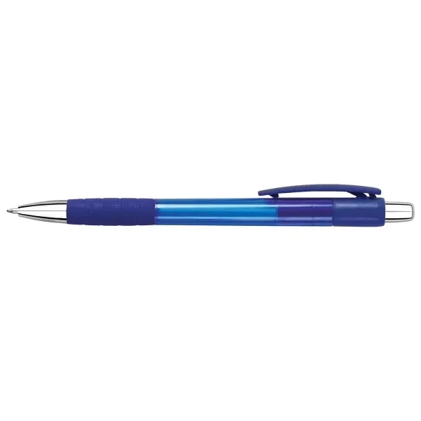 Click-action retractable ballpoint pen with translucent barrel, matching grip and clip,... from ASI 90859 Tempo Industries Inc