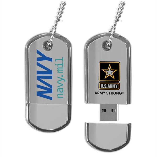 Hi-speed USB flash drive made of chrome-look plastic with dog tag... from ASI 90859 Tempo Industries Inc / Tempo Tempoline