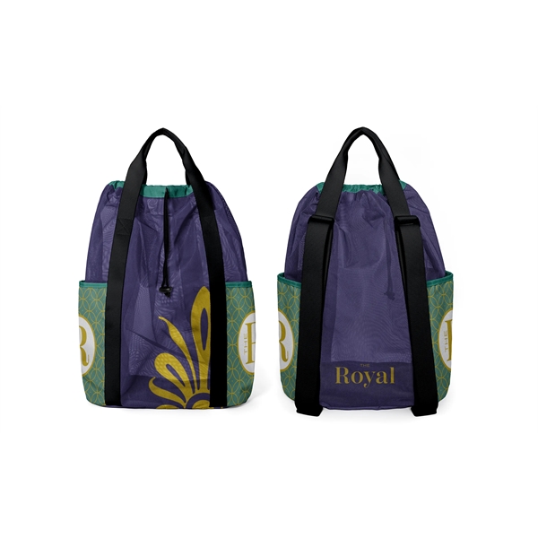 Full color mesh cinch backpack with 2 side pockets, 600D base,... from ASI 45657 Pop! Promos