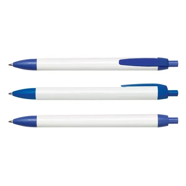 Wide body, click action retractable pen with white barrel with colored... from ASI 90859 Tempo Industries Inc / Tempo Tempoline