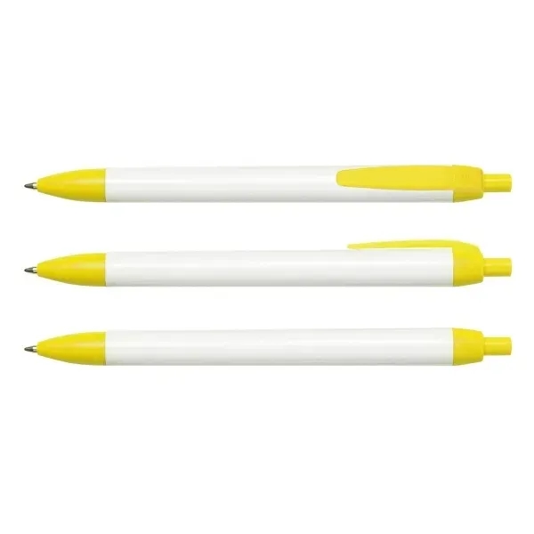Wide body, click action retractable pen with white barrel with colored... from ASI 90859 Tempo Industries Inc / Tempo Tempoline