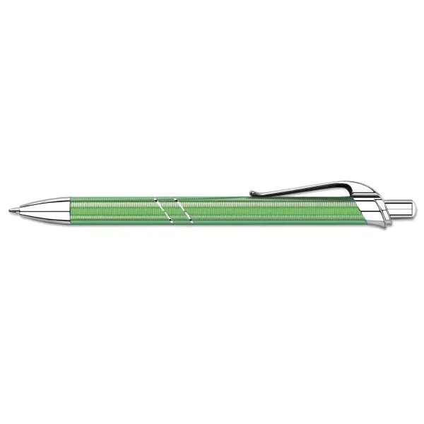 Metal click-action ballpoint pen with unique ribber pattern, silver rings on... from ASI 90859 Tempo Industries Inc