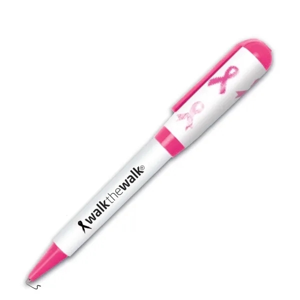 Twist action retractable pen with white barrel, pink trm and pink... from ASI 90859 Tempo Industries Inc / Tempo Tempoline