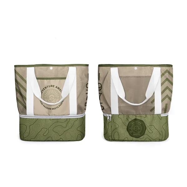 Full color Mesh Tote with front pocket, snap closure, and zippered... from ASI 45657 Pop! Promos