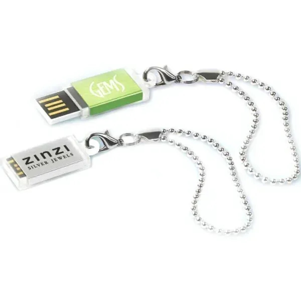 Hi-speed USB 2.0 micro-slider flash drive with pearl silver bead lanyard.... from ASI 90859 Tempo Industries Inc / Tempo Tempoline