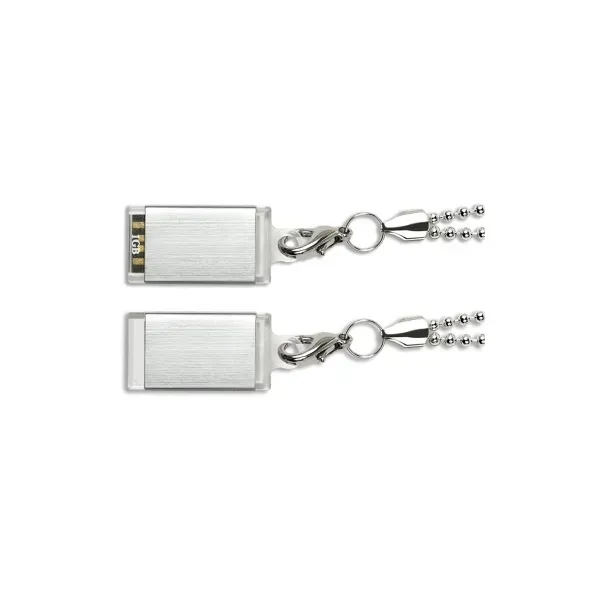 Hi-speed USB 2.0 micro-slider flash drive with pearl silver bead lanyard.... from ASI 90859 Tempo Industries Inc / Tempo Tempoline