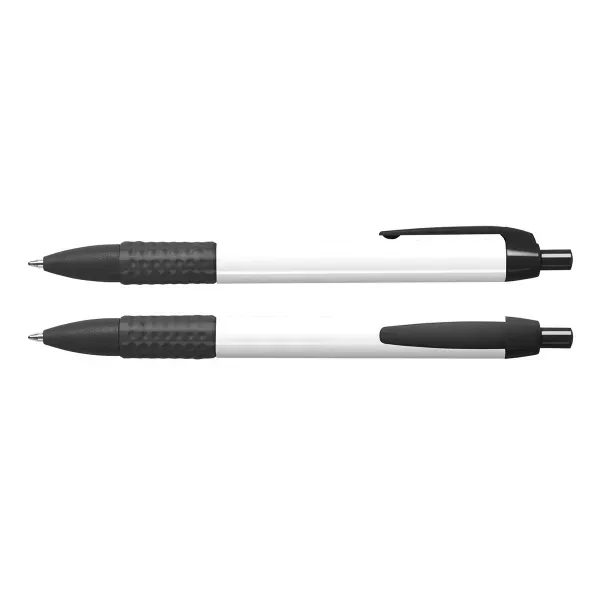 Plastic click-action ballpoint pen with soft comfort grip and non-toxic black... from ASI 90859 Tempo Industries Inc
