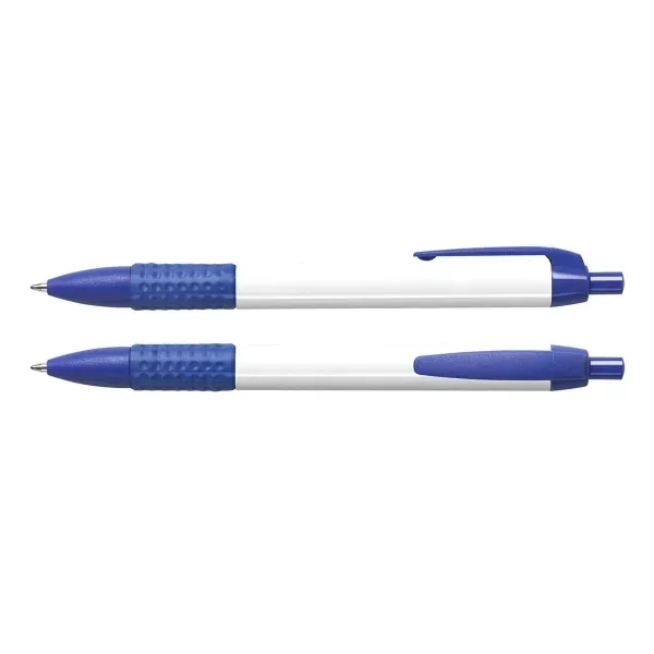 Plastic click-action ballpoint pen with soft comfort grip and non-toxic black... from ASI 90859 Tempo Industries Inc