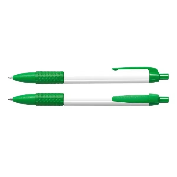 Plastic click-action ballpoint pen with soft comfort grip and non-toxic black... from ASI 90859 Tempo Industries Inc