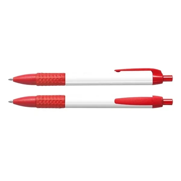 Plastic click-action ballpoint pen with soft comfort grip and non-toxic black... from ASI 90859 Tempo Industries Inc