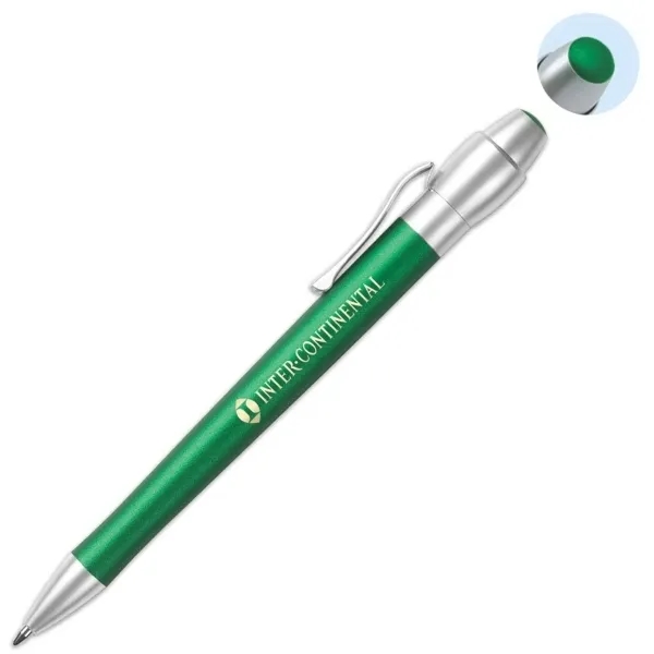 Click-action retractable ballpoint pen with satin-finish brass barrel, stylus tip and... from ASI 90859 Tempo Industries Inc