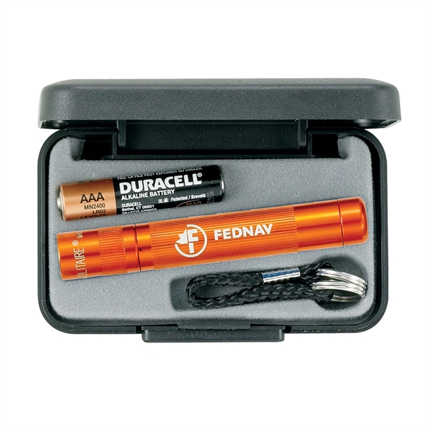 Mag-Lite flashlight with a keyring/lanyard attachment and one "AAA" battery.... from ASI 46170 Compass Industries Inc
