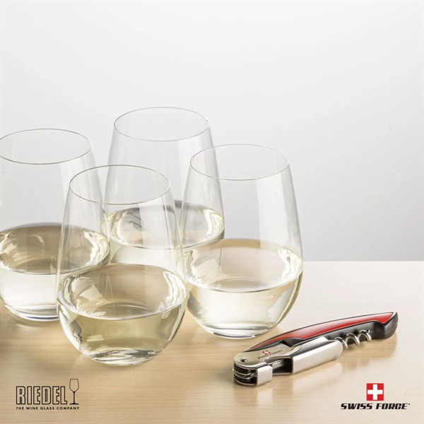 The RIEDEL Stemless Wine Glasses and Swiss Force® Impressive Wine Tool... from ASI 84592 St Regis Group