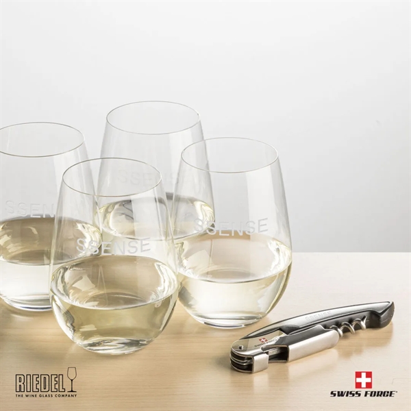 The RIEDEL Stemless Wine Glasses and Swiss Force® Impressive Wine Tool... from ASI 84592 St Regis Group