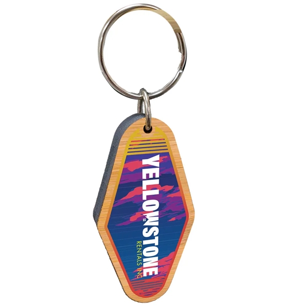 Vintage bamboo motel/hotel key tag with 1" split ring.... from ASI 72521 Morris Magnets / Laser Cuts