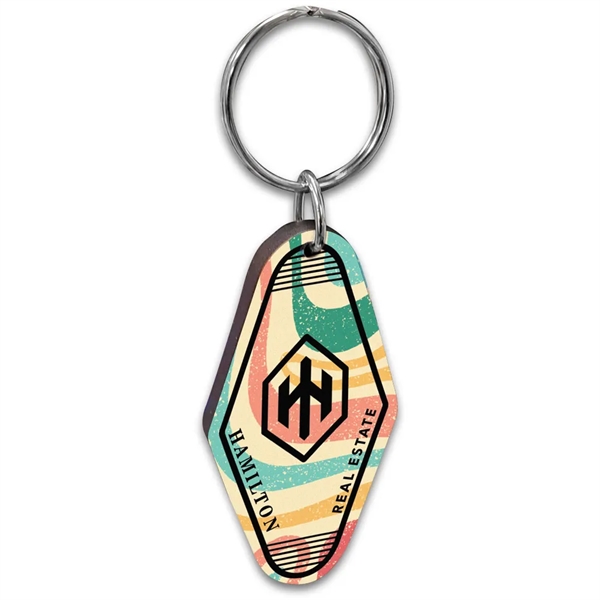 Vintage recycled wood motel/hotel key tag with 1" split ring.... from ASI 72521 Morris Magnets / Laser Cuts