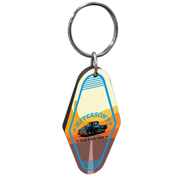 Vintage recycled wood motel/hotel key tag with 1" split ring.... from ASI 72521 Morris Magnets / Laser Cuts