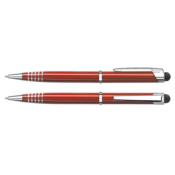 Slim barrel twist action ballpoint aluminum pen and stylus.... from ASI 90859 Tempo Industries Inc