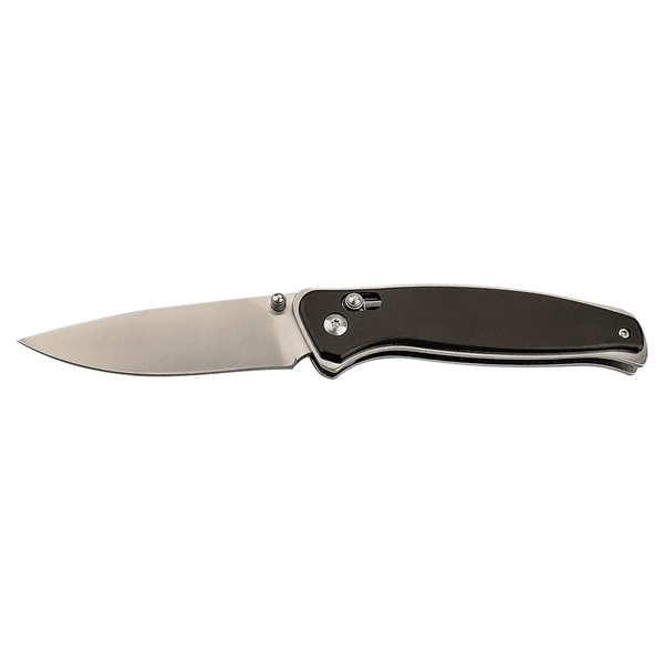 This handy folding knife features a black aluminum handle and stainless... from ASI 72657 Active Life Promo
