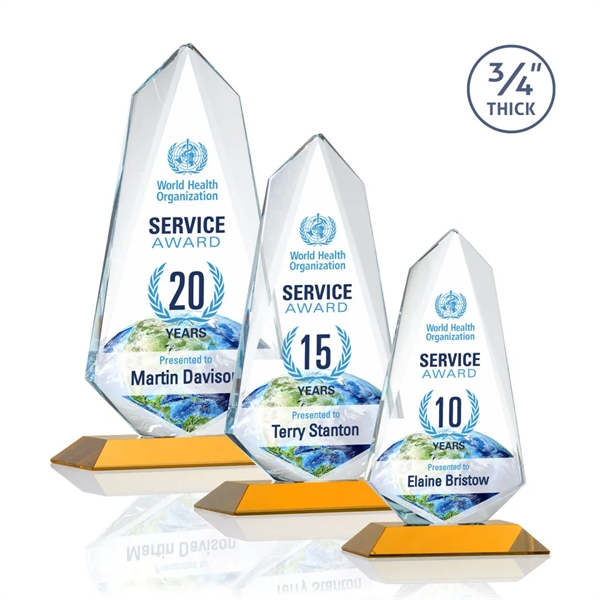 An exquisite 0.75" thick Starfire Crystal award on an Amber base.... from ASI 84592 St Regis Group / St Regis