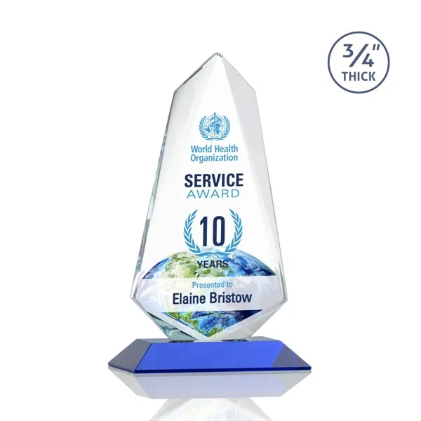 An exquisite 0.75" thick Starfire Crystal award on a Blue base.... from ASI 84592 St Regis Group / St Regis