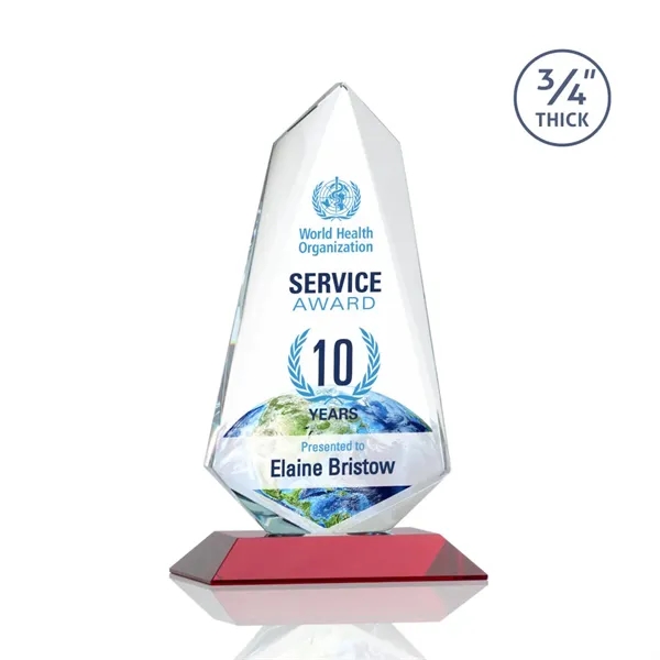 An exquisite 0.75" thick Starfire Crystal award on a Red base.... from ASI 84592 St Regis Group / St Regis