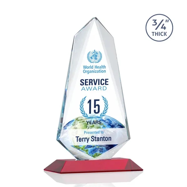 An exquisite 0.75" thick Starfire Crystal award on a Red base.... from ASI 84592 St Regis Group / St Regis