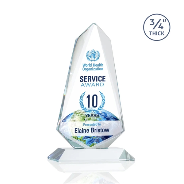 An exquisite 0.75" thick Starfire Crystal award on a Starfire Crystal... from ASI 84592 St Regis Group / St Regis